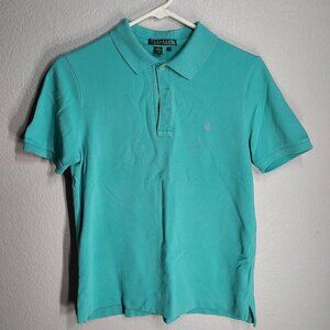 Lauren by Ralph Lauren - Turquoise Blue - Short Sleeve - Polo - Small